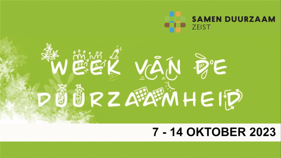 Logo Week van de duurzaamheid. Beeldtekst 7- 14 oktober 2023.