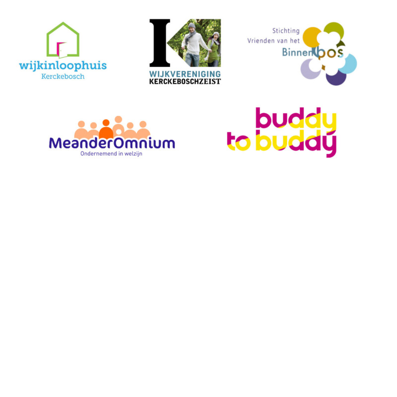 Logo's van de vijf samenwerkingspartners die Burendag mogelijk maken